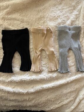 Amazon Ribbed Baby/Toddler Flare Leggings - Black, Cream, Gray